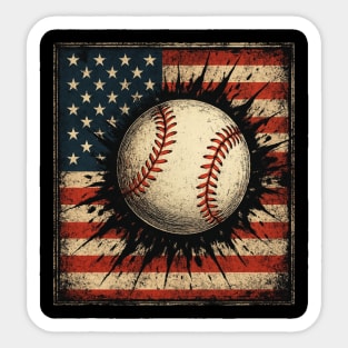 Patriotic Baseball 4th Of July USA American Flag Sticker